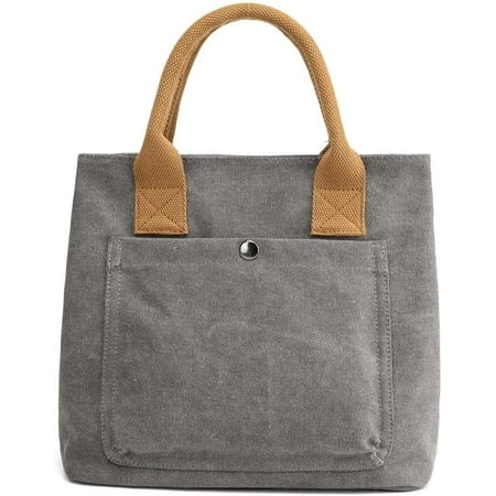DONGTIAN Zipper Tote Bags for Women Canvas Shoulder Tote Handbag Small Handheld Bag for Office Travel Casual Top Handle Purse