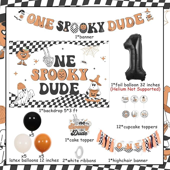 GIOGUK Halloween Spooky One Birthday High Chair Banner - Spooky Baby First Birthday - View #7