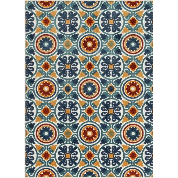 Well Woven Dorado Audun Modern Geometric Red Indoor/ Outdoor High-Low Pile 2'7" x 9'10" Runner Rug