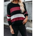thumbnail image 2 of Textured Knit Striped Sweater Burgundy Small, 2 of 4