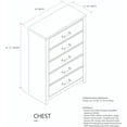 thumbnail image 2 of Kings Brand Furniture Harmony 5 Wood Drawer Chest Dresser for Bedroom - Tall & Modern Storage Organizer (Light Oak Gray), 2 of 7