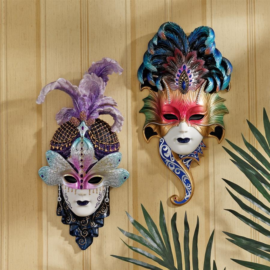 Design Toscano Maidens of Mardi Gras Wall Mask Sculpture Peacock Princess WU75073-Parent