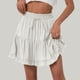 thumbnail image 2 of Falda lisa con cordones para mujer, falda de cintura alta, falda plisada con volantes, 2 of 4