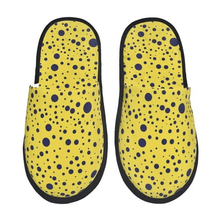 Balery Blue Spots Slient Indoor Furry Fleece Comfort House Shoes Soft Non-Slip Home Shoes Cotton slippers House Slippers-- Large