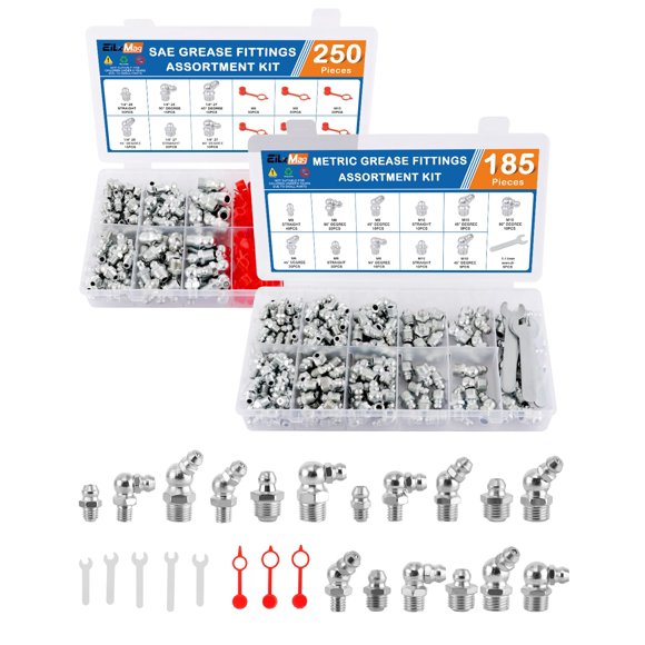 Kit de surtido de engrasadores EilxMag 435 piezas SAE y Métrico