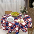 thumbnail image 2 of American Flag Tablecloth Round 60 Inch 4th of July Patriotic Table Cloth Washable Table Cover Memorial Day Red White and Blue Plaid Tablecloth Decorative for Home Kitchen Dining Indoor Party Picnic, 2 of 6