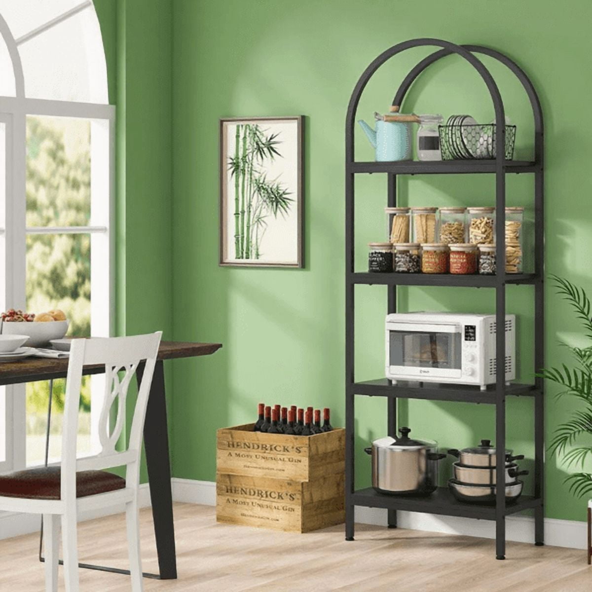 4-Tier Industrial Bookshelf, 120LBS Max Load, E1 Particleboard + Metal Frame, Multi-Functional for Home, Office, Balcony