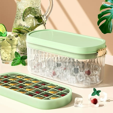 

FY24 Home Appliances PEZHADA Ice Trays Get Ice Cubes With One Press Ice Trays For With Lid And Bin Comes With Ice Container Ice Scoop，Frozen Cocktail Whiskey TeaCoffee