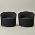 thumbnail image 6 of 34" W Swivel Barrel Chair Set of 2, Mid Century Modern Round Upholstered Boucle Swivel Accent Chairs, No Assembly Sofa Chair for Living Room Bedroom Reading, Charcoal, 6 of 13