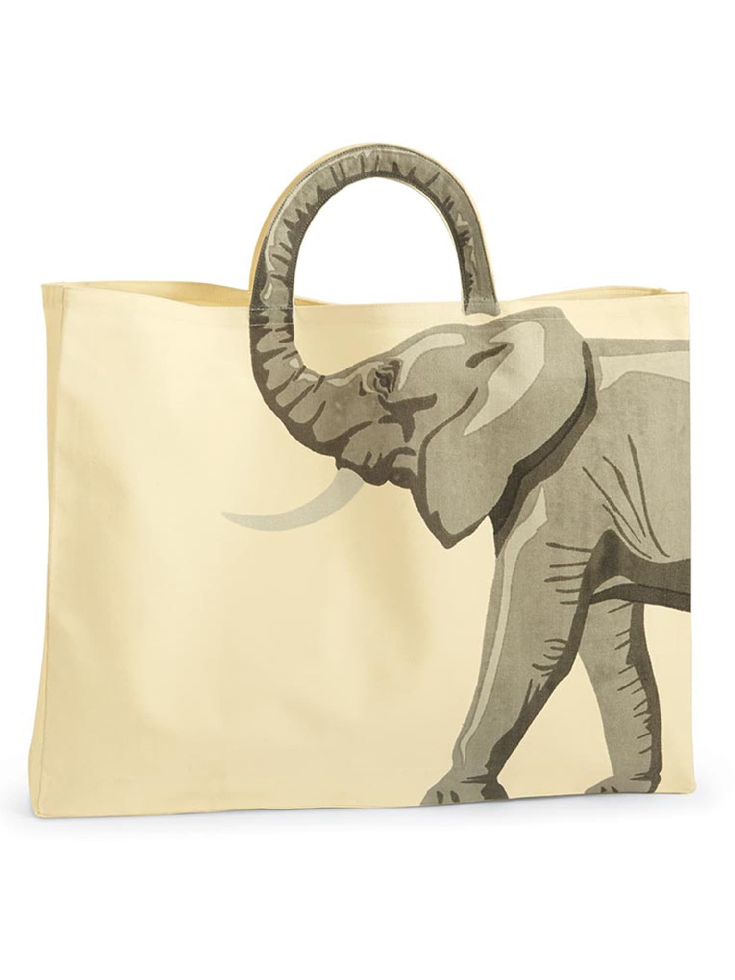Cotton Shoulder Bag Baby Elephant Design Natural Shopper /Tote Cream 