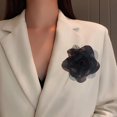 thumbnail image 3 of Satin Fabric Rose Flower Brooch for Women 5.5in Oversized Camellia Corsage Elegant Floral Boutonniere for Wedding Party Dance Banquet Ceremony Dress Accessory Handmade Jewelry, 3 of 12