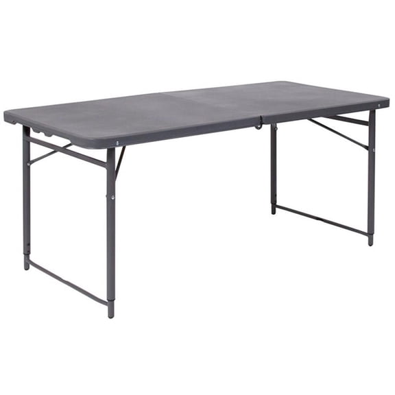 Bowery Hill Modern 23" x 48" Plastic Bi-Fold Table in Dark Gray
