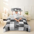 thumbnail image 2 of Homewish Gray Checkerboard Twin Duvet Cover,Aesthetic Geometric Twin Bedding,Light Gray Reversible,2-Piece,1 Duvet Cover and 1 Pillowcase, 2 of 6