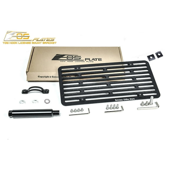 Extreme Online Store Replacement for 2014-Present BMW F32 F33 4-Series M-Sport Bumper Models | EOS Plate Version 2 Full Sized Front Bumper Tow Hook License Relocator Mount Bracket Tow-183-V2 