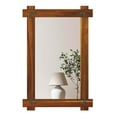 thumbnail image 1 of Costway 30 x 20 Inch Shatterproof Wall Mirror with Acacia Wood Frame & Vintage Rivet Design, 1 of 10