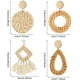 thumbnail image 2 of 4 pares de pendientes de ratán ligeros con borlas geométricas trenzadas Boho, 2 of 5