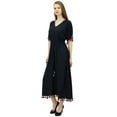 thumbnail image 4 of Bimba Women's Rayon Long Kaftan Dress With Pom Pom Designer Chic Maxi Caftan, 4 of 9