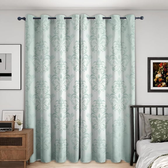 Damask Curtains For Living Room, Baroque Blackout Curtains For Bedroom - Vintage Victorian Decor Window Curtains, Grommet Drapes 26"W x 84"L (Pack of 2)