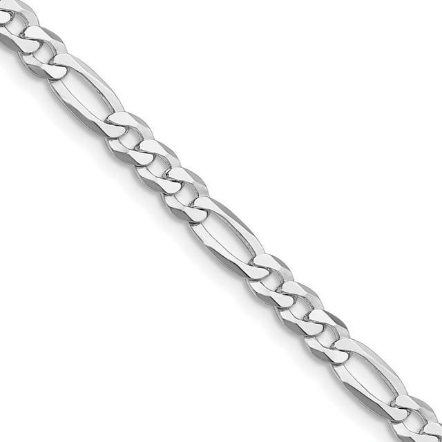 Diamond2Deal 925 Sterling Silver Rhodium-plated 4.5 mm Lightweight Flat Figaro Chain Necklace for Mens 22"