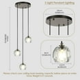 thumbnail image 2 of Cameena 3 Lights Pendant Lighting, Brushed Black Cluster Pendant Light Kitchen Island, Cut Crystal Pendant Light Fixture Hanging Lights for Dining Room Foyer Bathroom C98, 2 of 3