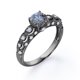 thumbnail image 4 of JeenMata Anillo de Compromiso Gótico de Inspiración Victoriana con Diamante Natural de Sal y Pimienta de Talla Redonda de 1,10 Quilates Tallado a Mano en Oro Negro de 18 K sobre Plata, 4 of 6