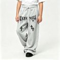 thumbnail image 2 of WERYOUNG Boys Pants Elastic Drawstring Waist Wide Leg Trousers Toddler Kids Soft Back To School Pants 4-5 Years, 2 of 5