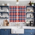 thumbnail image 2 of Orange Blue Kitchen Curtains 63 Inch Length, British Style Buffalo Plaid Lattice Grommet Top Bedroom Living Room Curtains, Light Filtering Cafe Curtain Drapes 2 Panels Set 84''x63'', 2 of 9