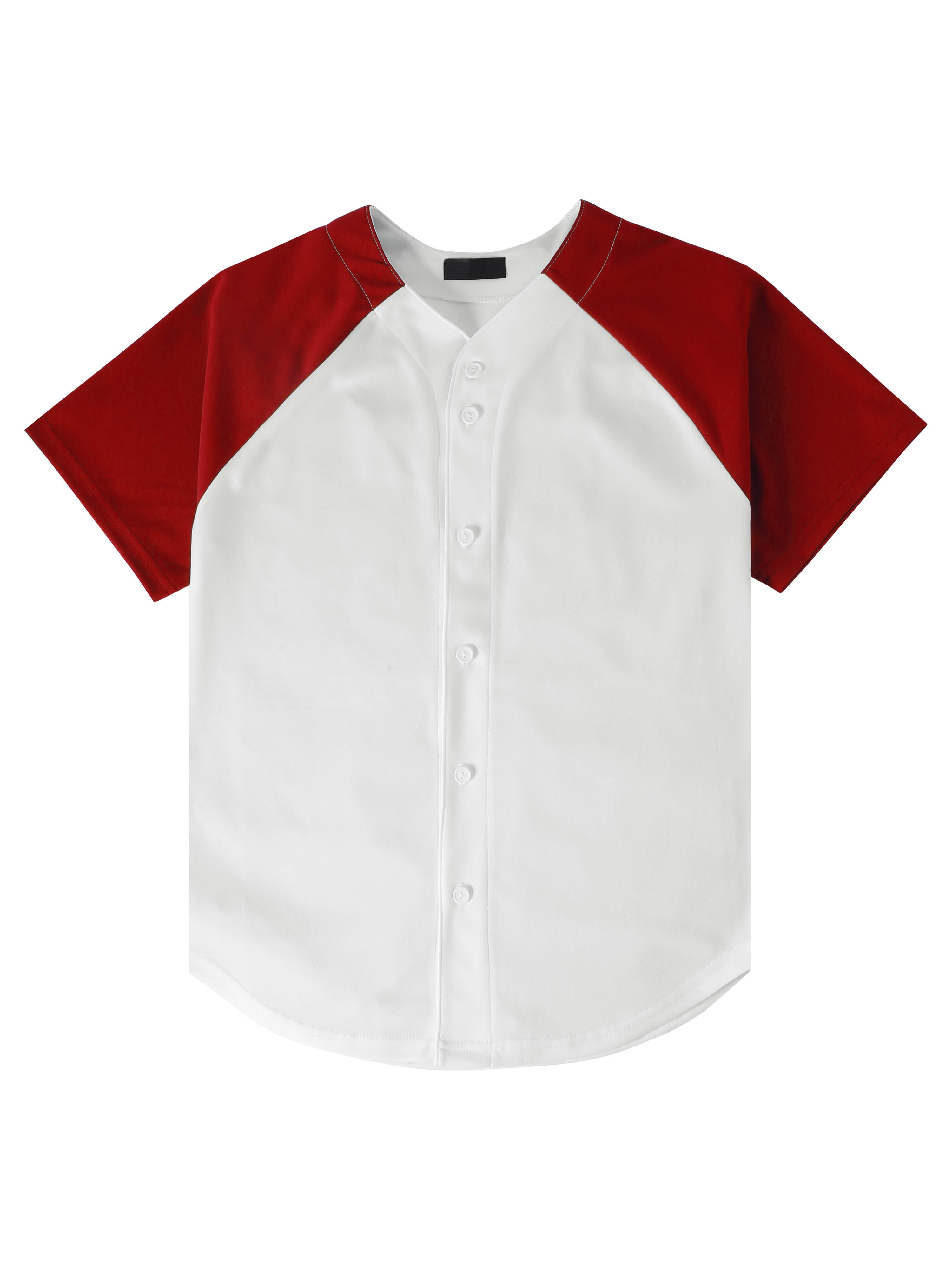 Ma Croix Men's Premium Baseball Tee Button Down Two Tone Raglan Short Sleeve Jersey