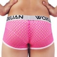 thumbnail image 4 of ZQUUVOU Men's Boxer Briefs Mesh Casual Solid Breathable Pouch (Pink,L), 4 of 5