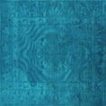 thumbnail image 1 of Ahgly Company Machine Washable Indoor Square Oriental Turquoise Blue Industrial Area Rugs, 7' Square, 1 of 4