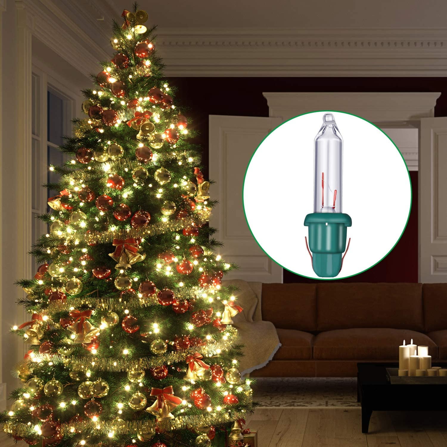 100 Replacement Mini Bulbs Incandescent 2.5 Volt 0.425 Watts Christmas Lights 