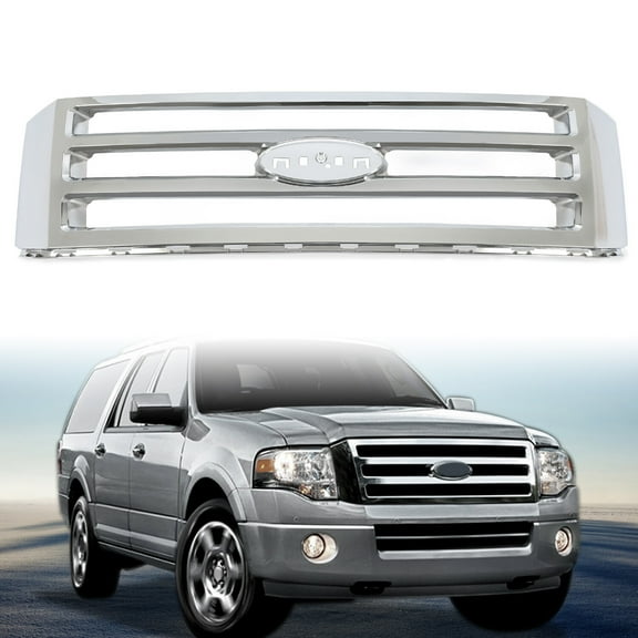 CCPAO Front Grille Assembly Chrome Shell And Insert Compatible with Ford Expedition 2007-2014 New
