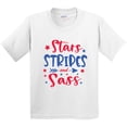 thumbnail image 3 of Inktastic 4th of July Stars Stripes and Sass Blue and Red Stars Youth T-Shirt, 3 of 5