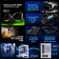 thumbnail image 3 of PC Gamer Completa con IA Xtreme PC Gaming NVIDIA GeForce RTX 5060 AMD Ryzen 7 5700 32GB SSD 1TB Monitor Curvo 27 180Hz Sistema Liquido WIFI White gaming 1080p, estudios y multitarea, 3 of 6