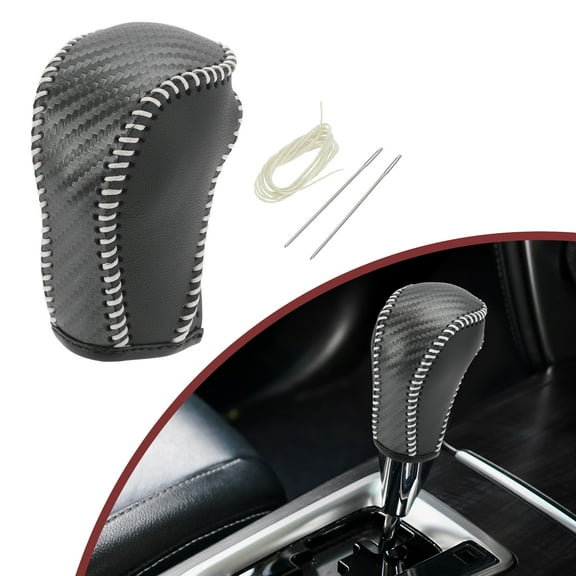 Unique Bargains Anti-Slip Gear Shift Knob Cover Stick Shifting Handle Protector for Mazda CX-5 Black Beige Faux Leather