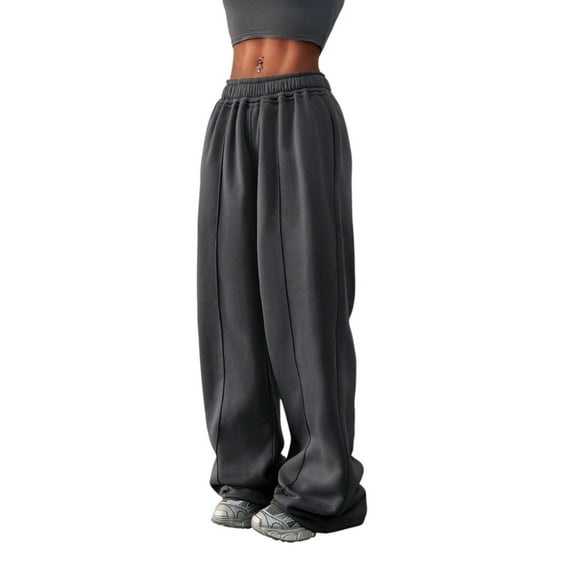 Women’s Y2K Wide Leg Sweatpants – High Waisted Stretch Straight Leg Jogger Pants with Slant Pockets Casual Lounge Daily Wear