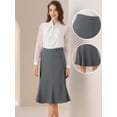 thumbnail image 2 of DARING DIVA Women's Side Zipper Flared Flowy A Line Midi Skirts M Dark Grey, 2 of 5