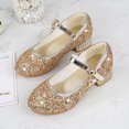 thumbnail image 2 of Splozh Girls Sparkle Mary Jane Pumps Party Wedding Princess Dress Shoes High Heels for Toddler/Little Kid,Gold 12.5, 2 of 4