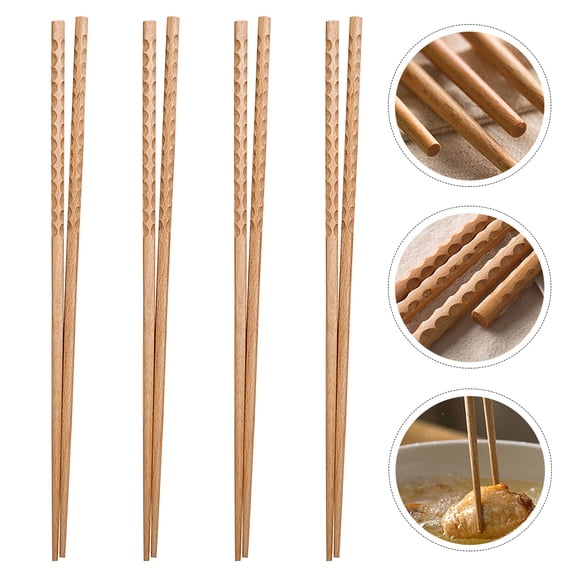 HEANUJJ Large Wooden Cooking Chopsticks 4 Pairs Set 16.5 Inch Reusable Kitchen Utensils for Cooking and Eating