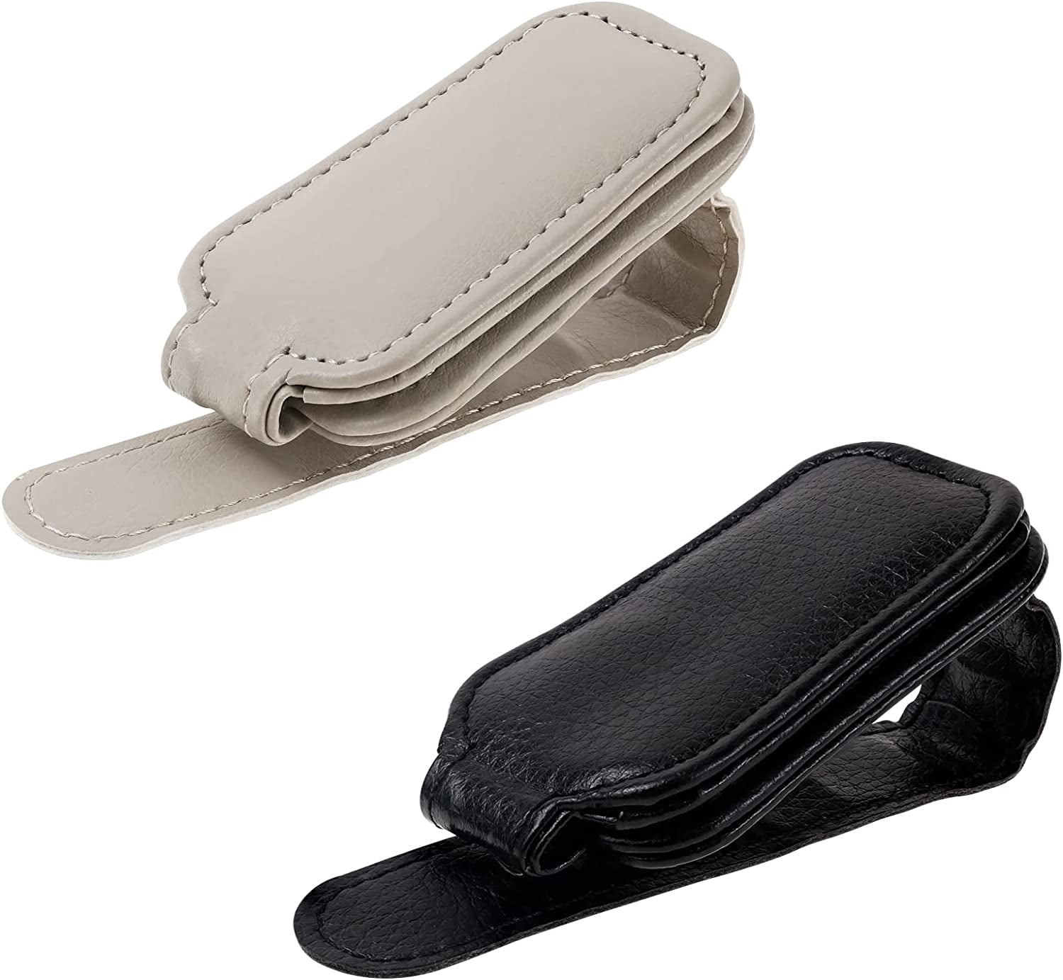 2 PCS Sunglass Holder for Car Sun Leather Car Eyeglass