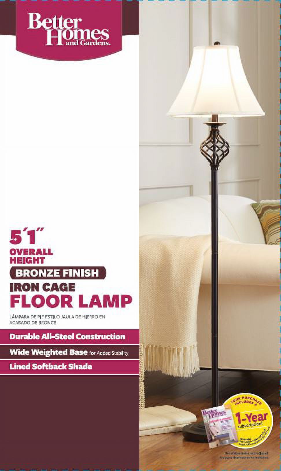 Better Homes & Gardens 61" Iron Cage Floor Lamp, Bronze - image 2 of 5