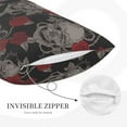 thumbnail image 5 of Balery Skull And Red Roses Pillow Covers,Bed Pilowcases,Reversible Plush Throw Pillow Covers End Pillow Encasement,Pillow Case - 16"X24", 5 of 9