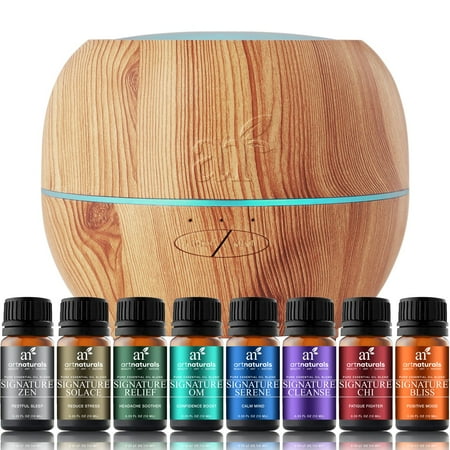 Ultrasonic Oil Diffuser 150mL + 8pc Essential Oil Blend Set 10mL - Aromatherapy