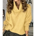 thumbnail image 4 of Women's Oversized Chunky Pullover Sweaters Cowl Neck Long Sleeve Winter Slouchy Loose Knit Sweaters Yellow XXL, 4 of 8