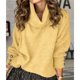 thumbnail image 4 of Suéteres de Punto Grueso Oversize para Mujer, con Cuello Alto, Larga y Corte Holgado, Ideales para el Invierno Amarillo 4XL, 4 of 8
