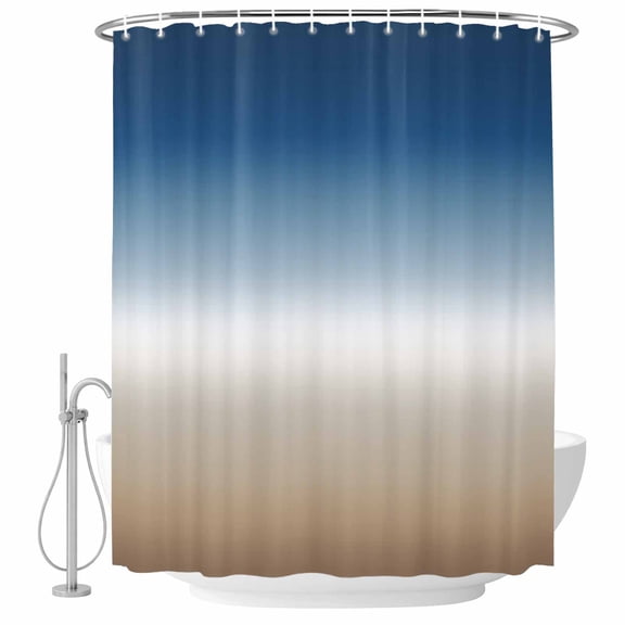 Shower Curtain Bathroom Set Blue to Brown Gradient Ombre Waterproof Fabric Shower Curtains with Grommets&Hooks, Watercolor Abstract Art Privacy Bath Curtain for Bathtub 36x72in
