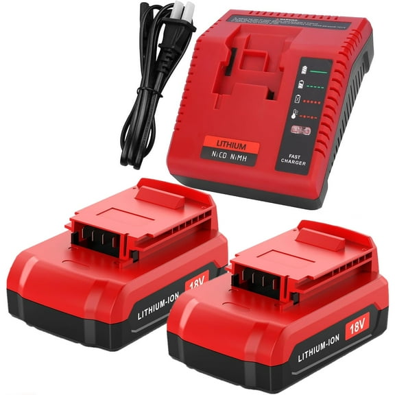 2 Pack 3.6Ah Lithium ion 18 Volt PC18BLX Replacement Battery and PCXMVC PCMVC Charger Compatible with Porter Cable 18V Battery PC18B PC18BL PC18BLX PC18BLEX PCC489N PC188 Cordless Power Tool