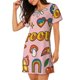 thumbnail image 2 of Balery Retro 70s Hippie Camisón de manga corta con cuello redondo para mujer, cómodo y elegante., 2 of 6