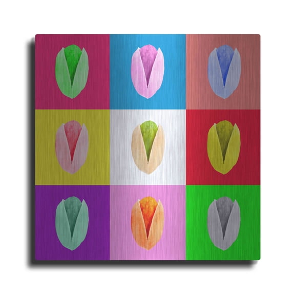 Luxe Metal Art 'Pistachio' by Mark Ashkenazi, Metal Wall Art, 12"x12"