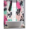 thumbnail image 5 of Abstract Graffiti Art Sheer Curtains 96 Inches Long 2 Panels Black Pink Splash Impressionist Light Filtering Semi Sheer Window Curtains Drapes for Bedroom Living Room 52"x96", 5 of 7